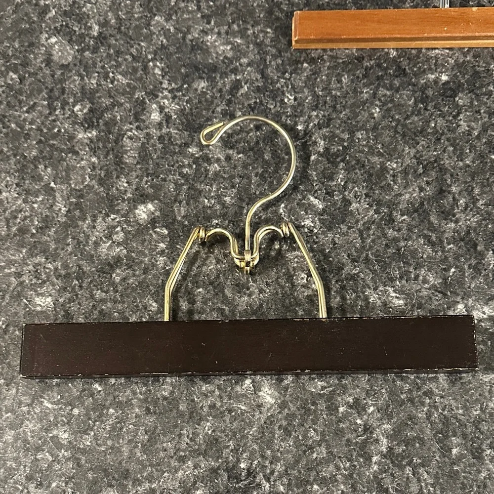 Vintage Lot of 6 Wooden Pants/Skirt Hangers With Clips